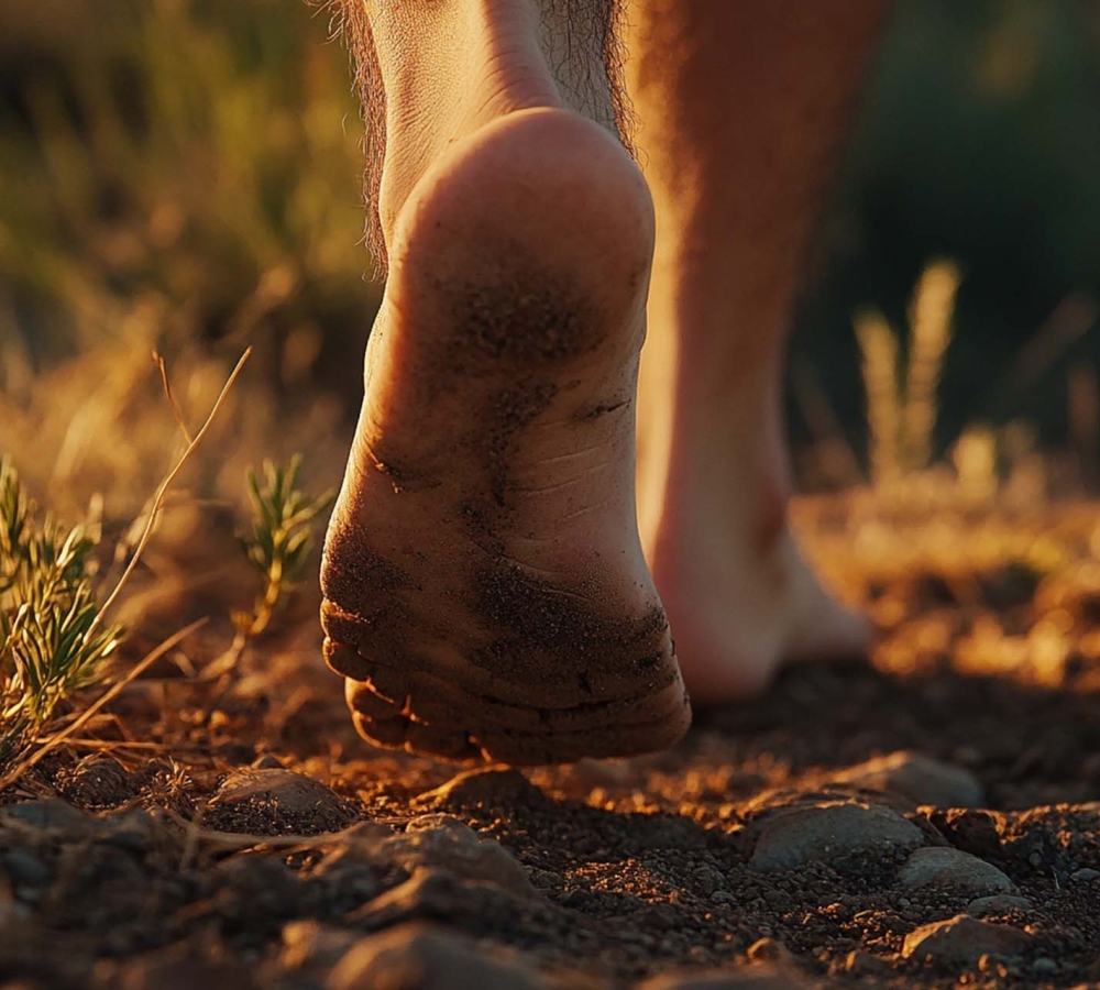 close up of walking feet